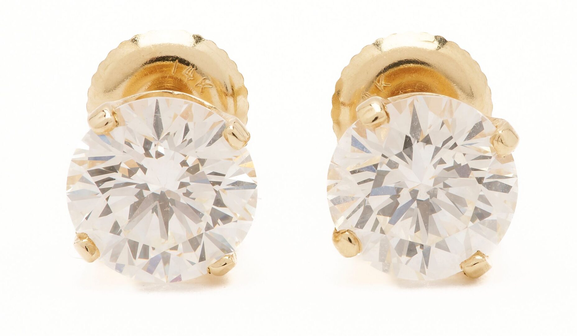 Lot 36: Pr. 14K Gold & Diamond Stud Earrings