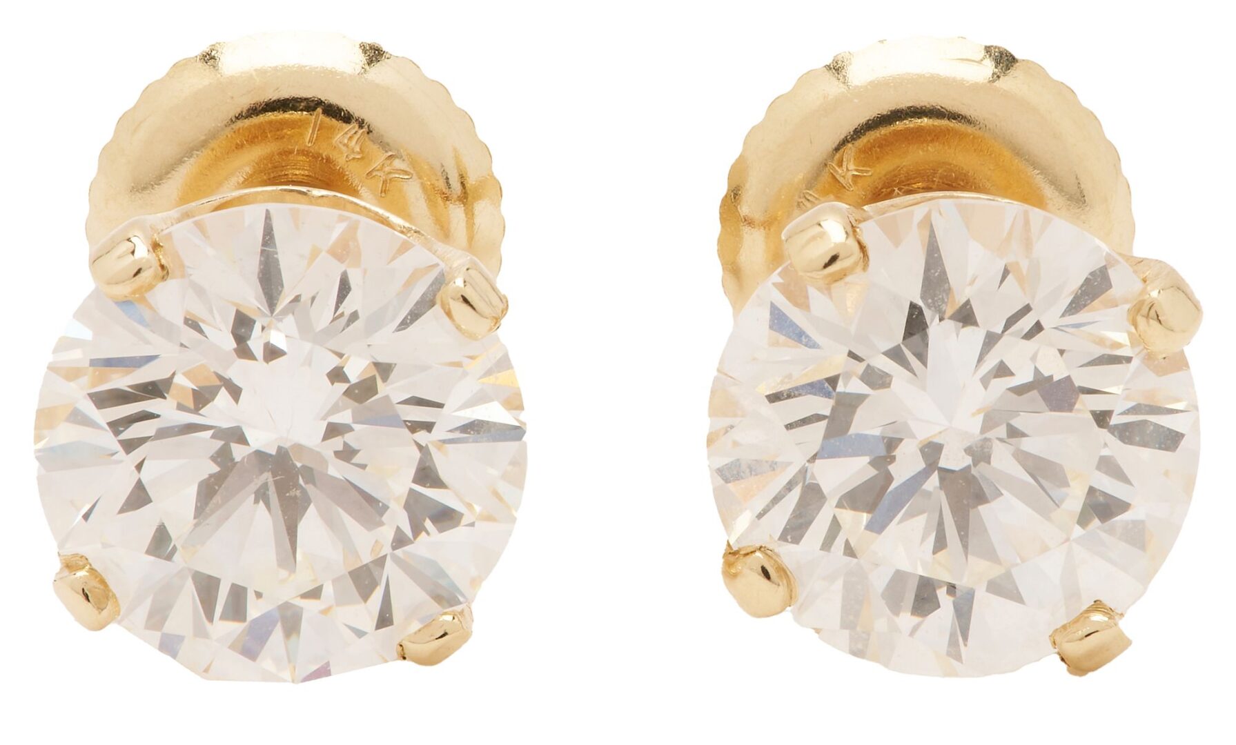 Lot 36: Pr. 14K Gold & Diamond Stud Earrings