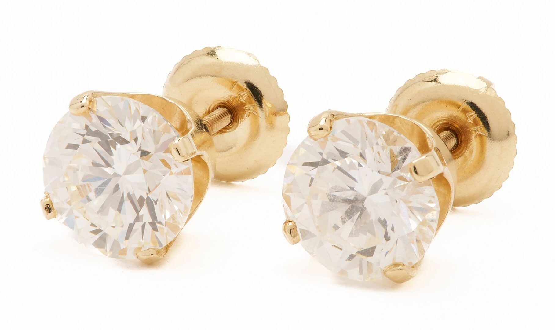 Lot 36: Pr. 14K Gold & Diamond Stud Earrings