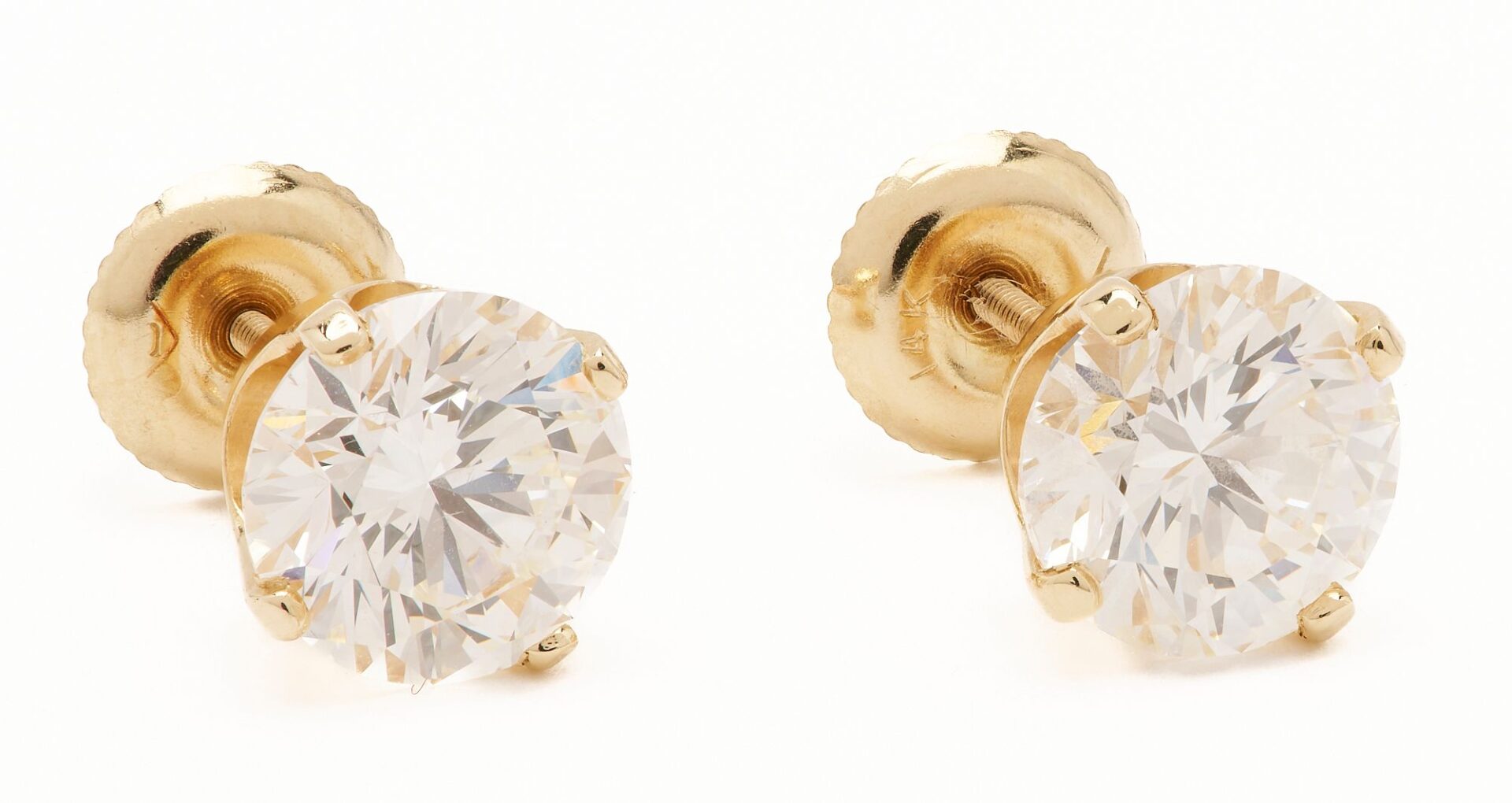 Lot 36: Pr. 14K Gold & Diamond Stud Earrings