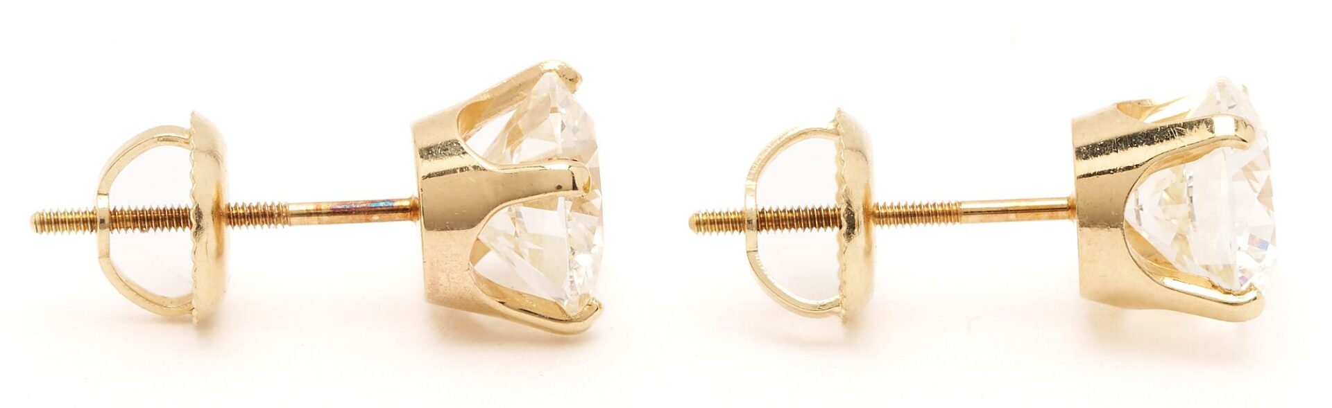 Lot 36: Pr. 14K Gold & Diamond Stud Earrings