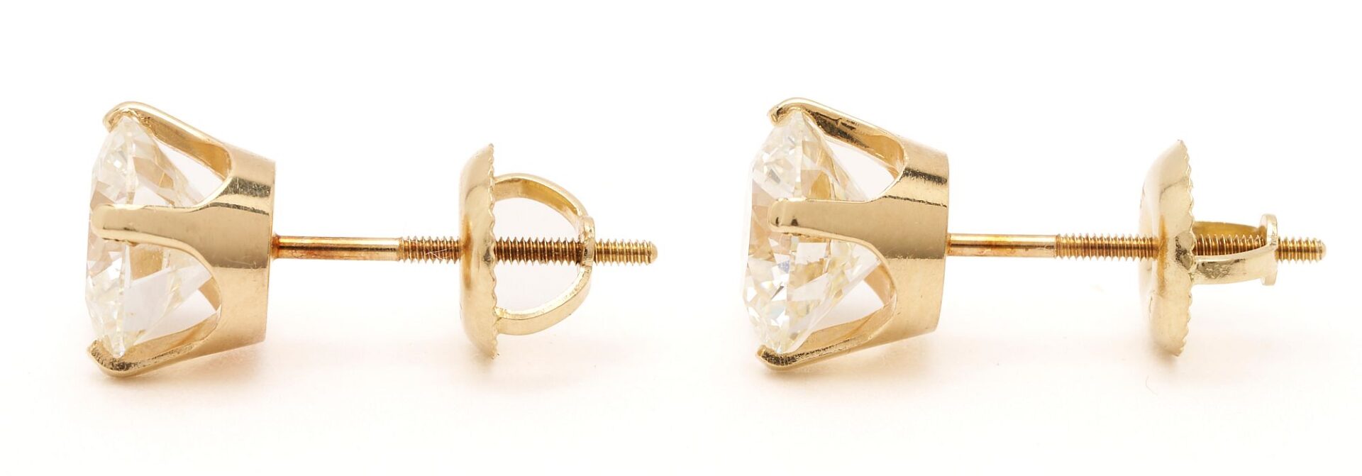 Lot 36: Pr. 14K Gold & Diamond Stud Earrings