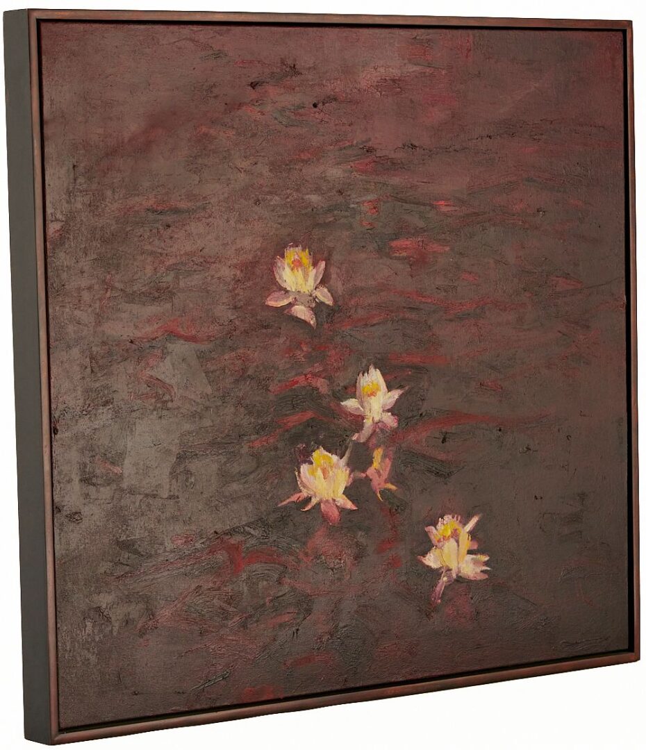 Lot 372: John Alexander O/C, Water Lilies, Deep Red