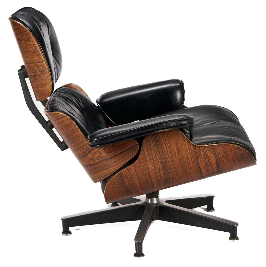 Lot 382: Eames Black Lounge Chair and Ottoman by Herman Miller, Set 1 of 2