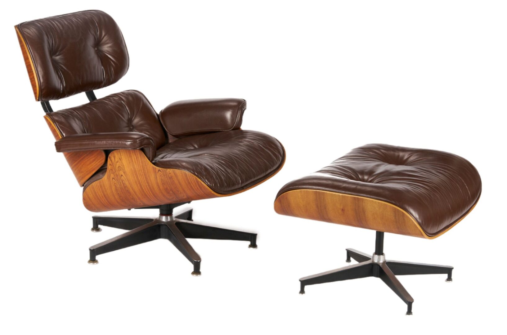 Lot 383: Eames Chair & Ottoman, Brown Leather, Herman Miller