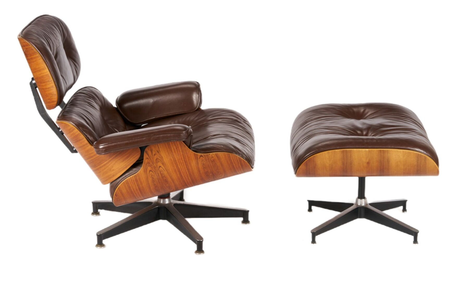 Lot 383: Eames Chair & Ottoman, Brown Leather, Herman Miller