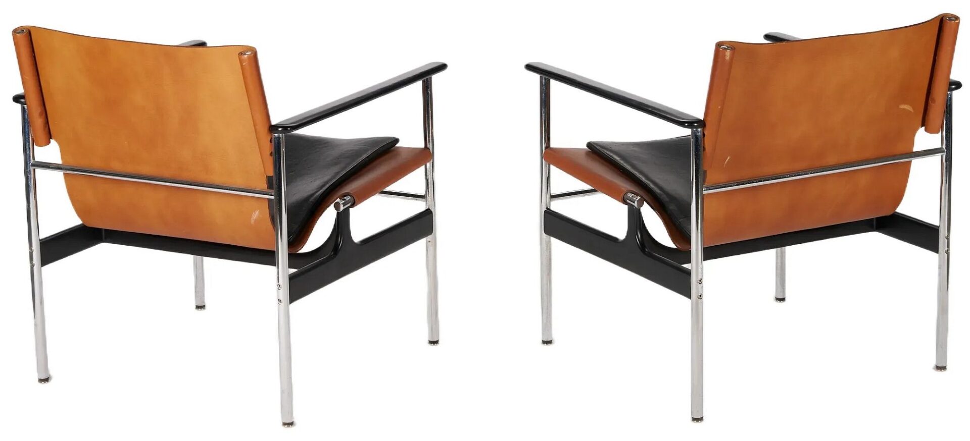 Lot 385: Pair of Chas. Pollock for Knoll Sling Chairs, c. 1965