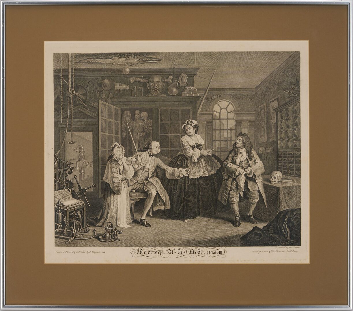 Lot 399: William Hogarth, Marriage a la Mode, 6 Engravings plus Self-Portrait