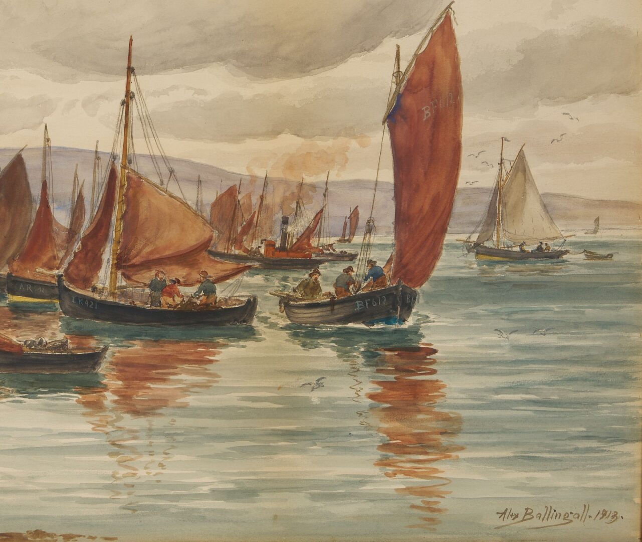 Lot 403: Alexander Ballingall Watercolor Coastal Scottish Scene