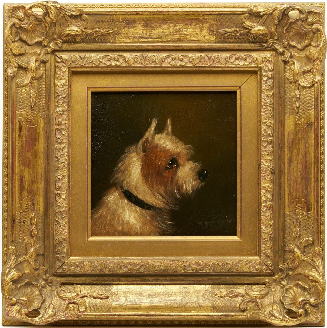 Lot 404: Pr. O/B Dog Portraits, Manner of George Armfield