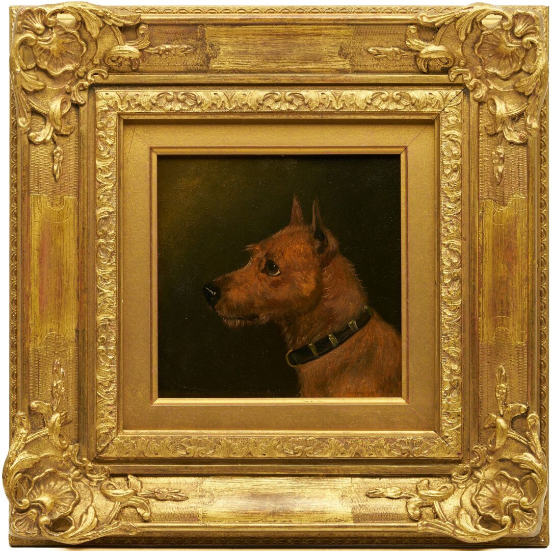 Lot 404: Pr. O/B Dog Portraits, Manner of George Armfield