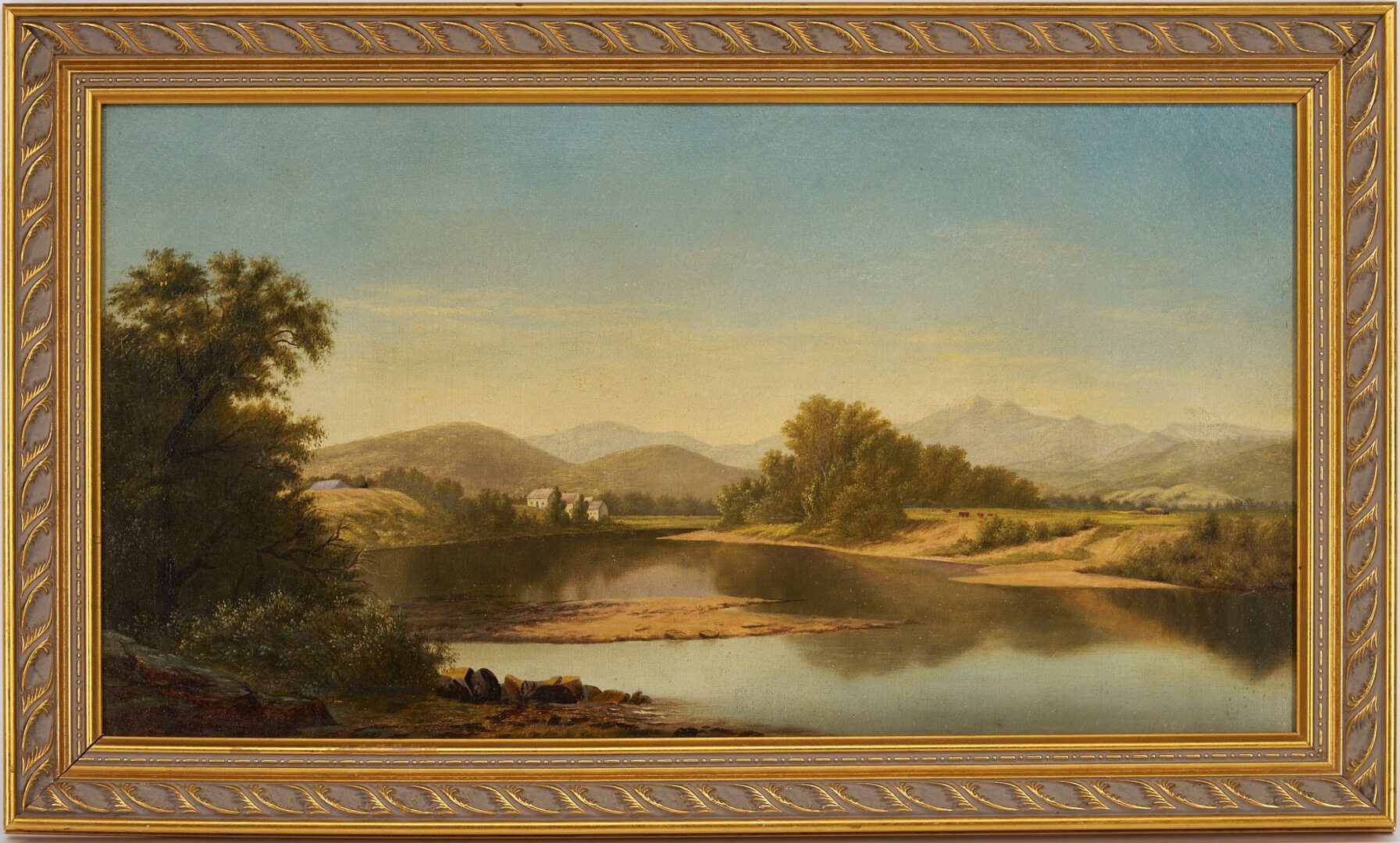 Lot 407: Attrib. Charles C. Barrows, O/C  19th C. NH Mountain Landscape