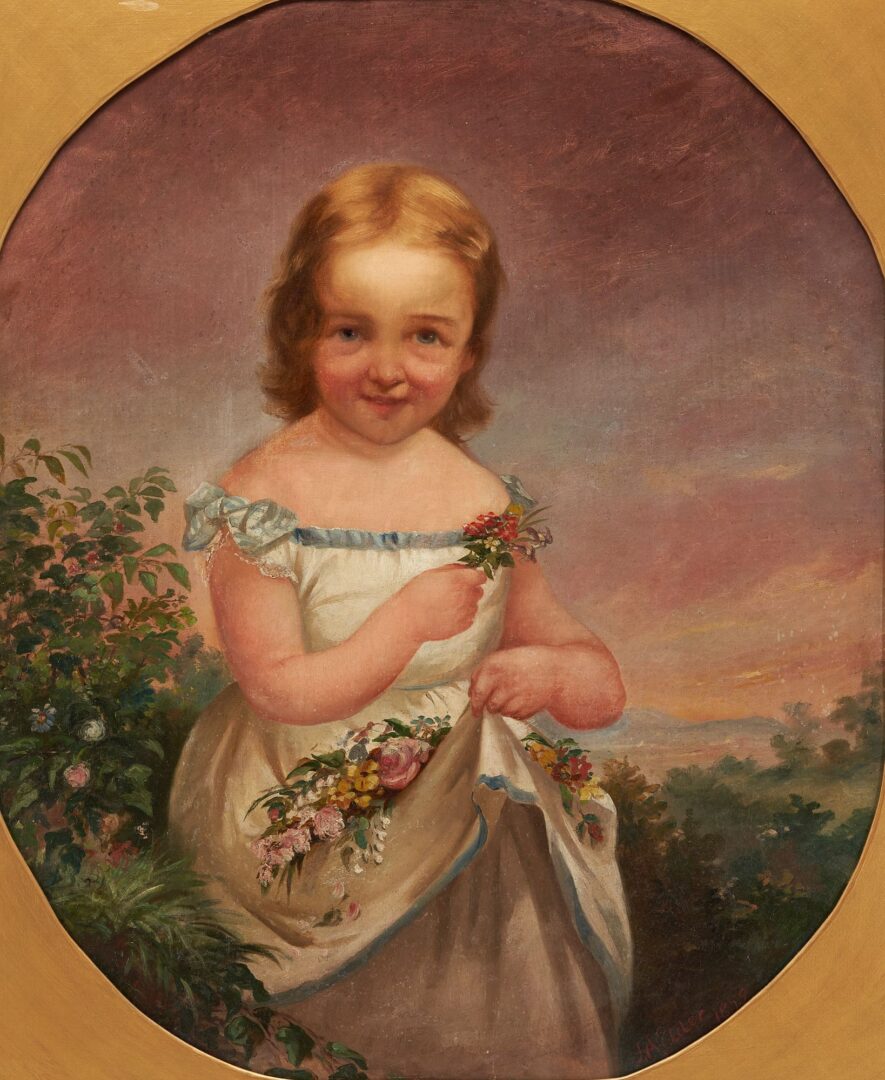 Lot 409: John Adams Elder O/C 1859 Virginia Portrait, Lizzie Holladay