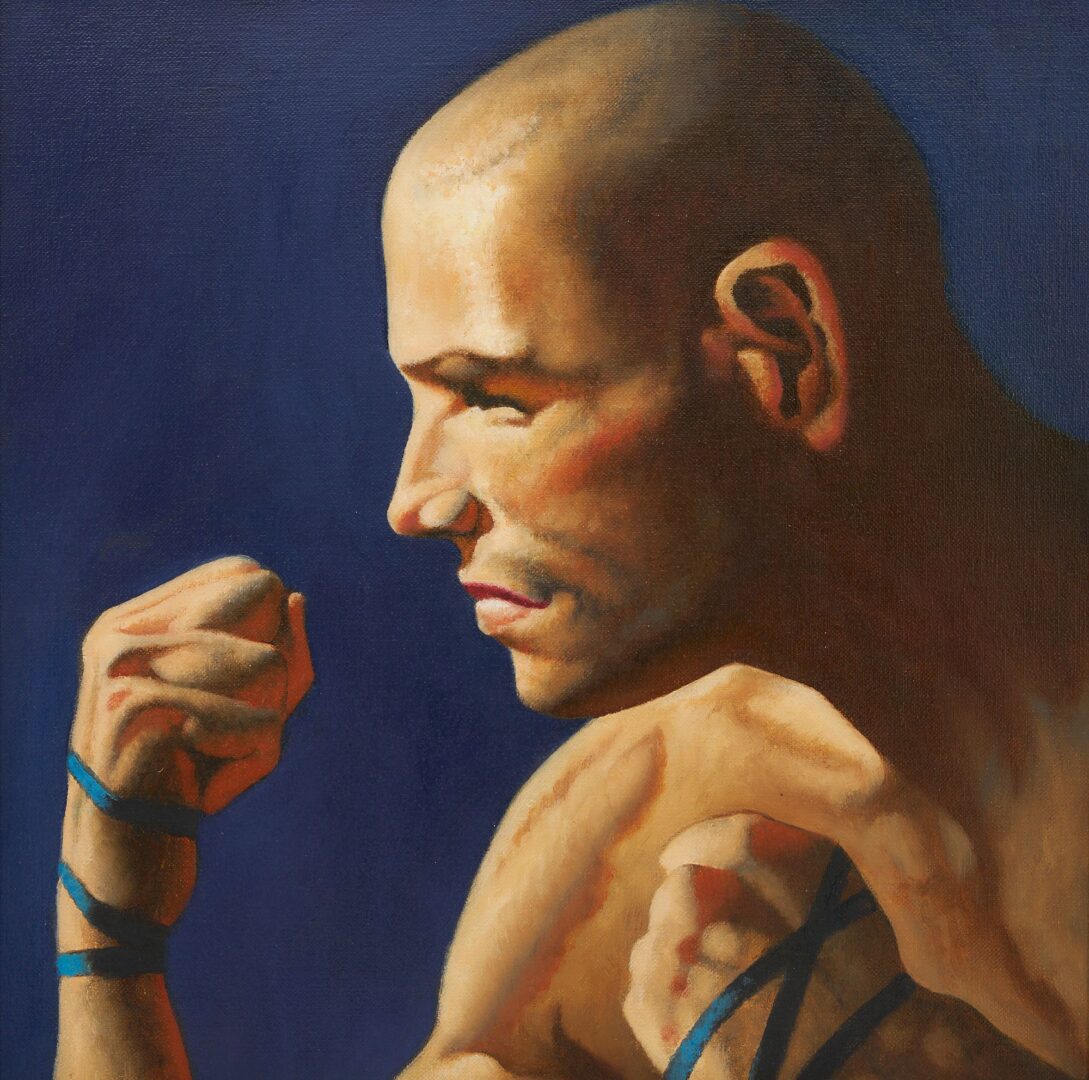 Lot 422: John Woodrow Kelley O/C Painting of a Greek Boxer