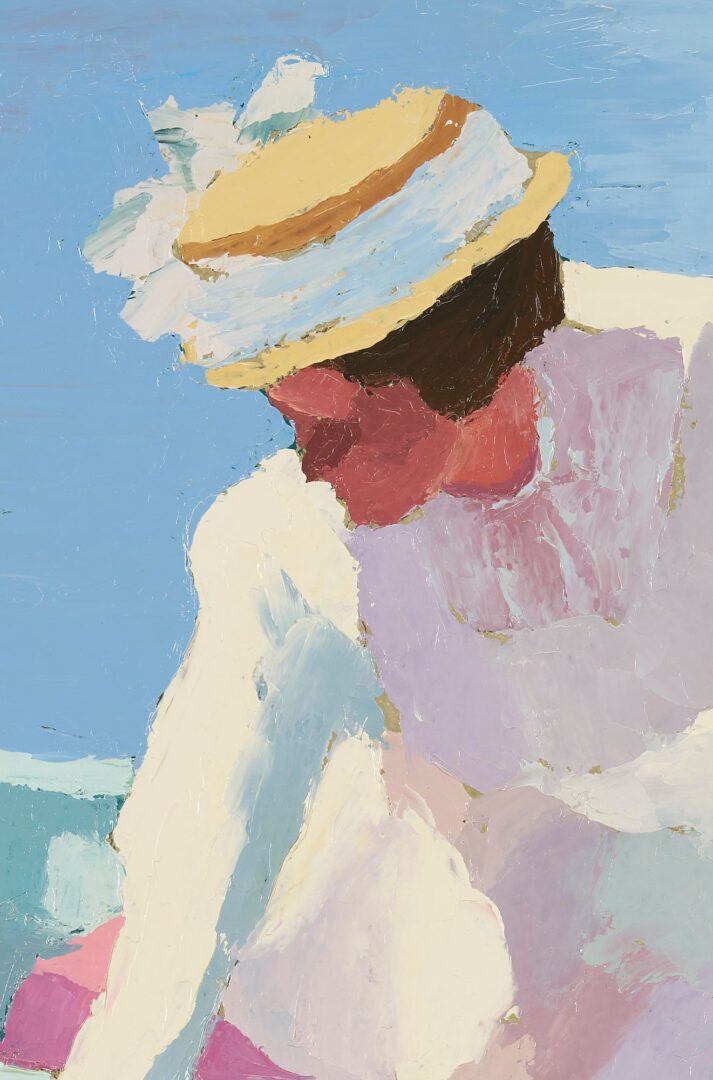 Lot 423: Harold Kraus O/B Painting, Woman in a Boat, 1988