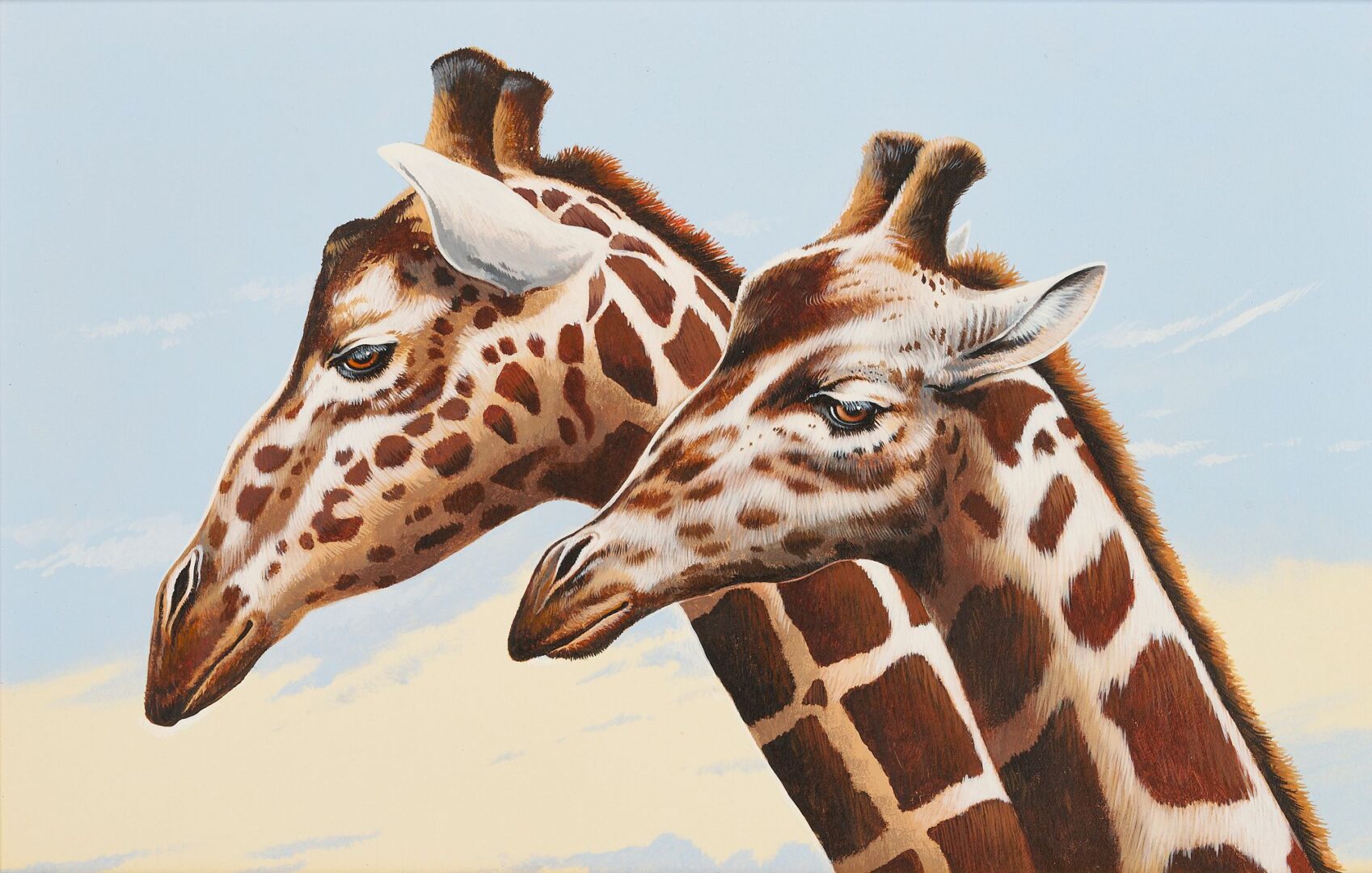 Lot 427: Phillip Crowe Acrylic on Board Painting, Giraffes