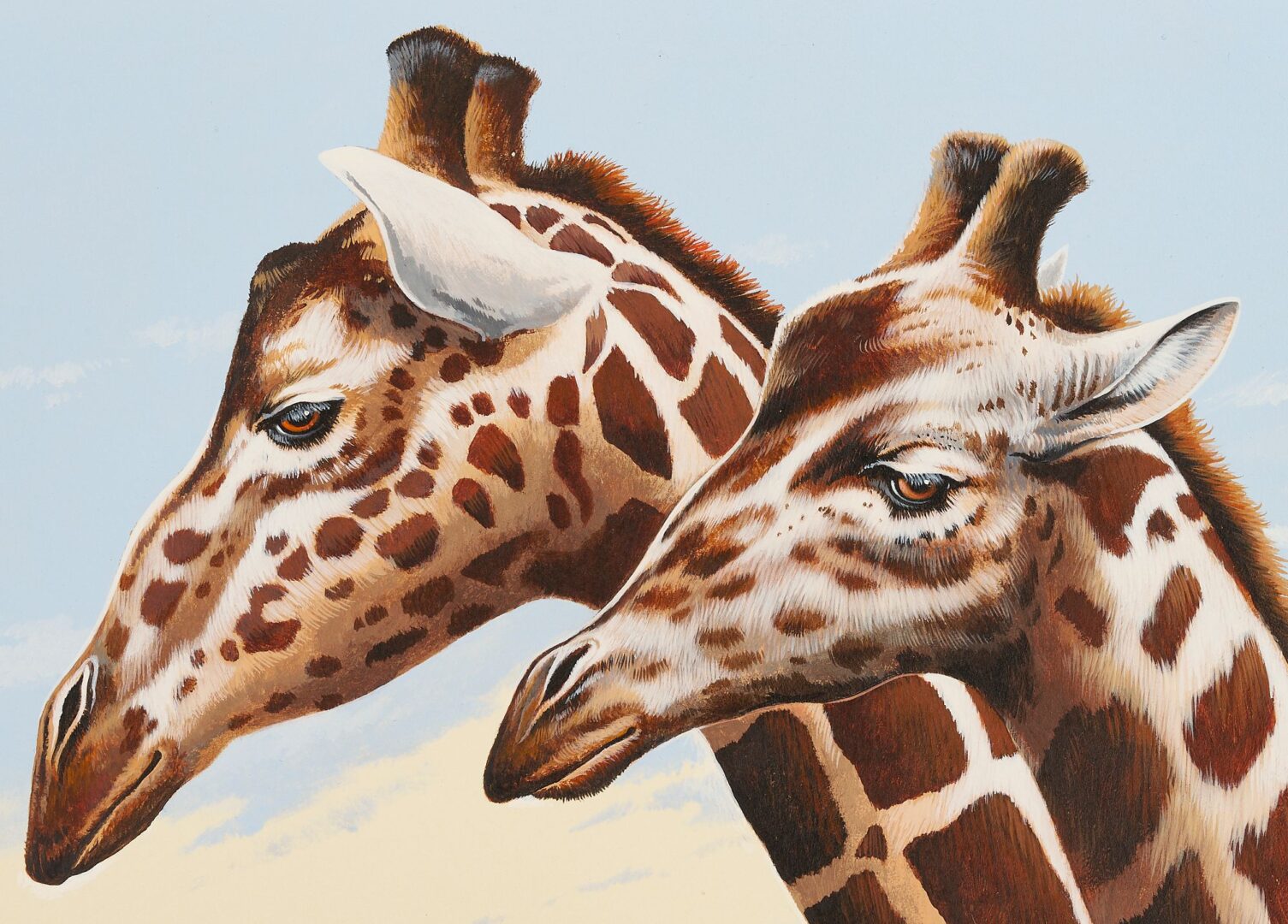 Lot 427: Phillip Crowe Acrylic on Board Painting, Giraffes