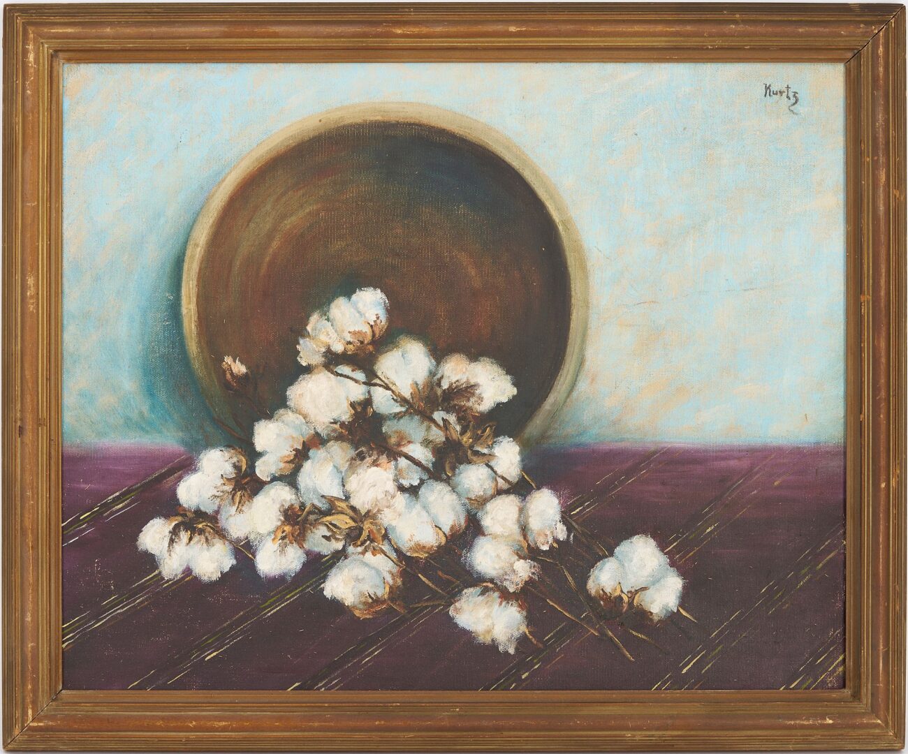 Lot 432: O/B Still Life, Tabletop with Cotton