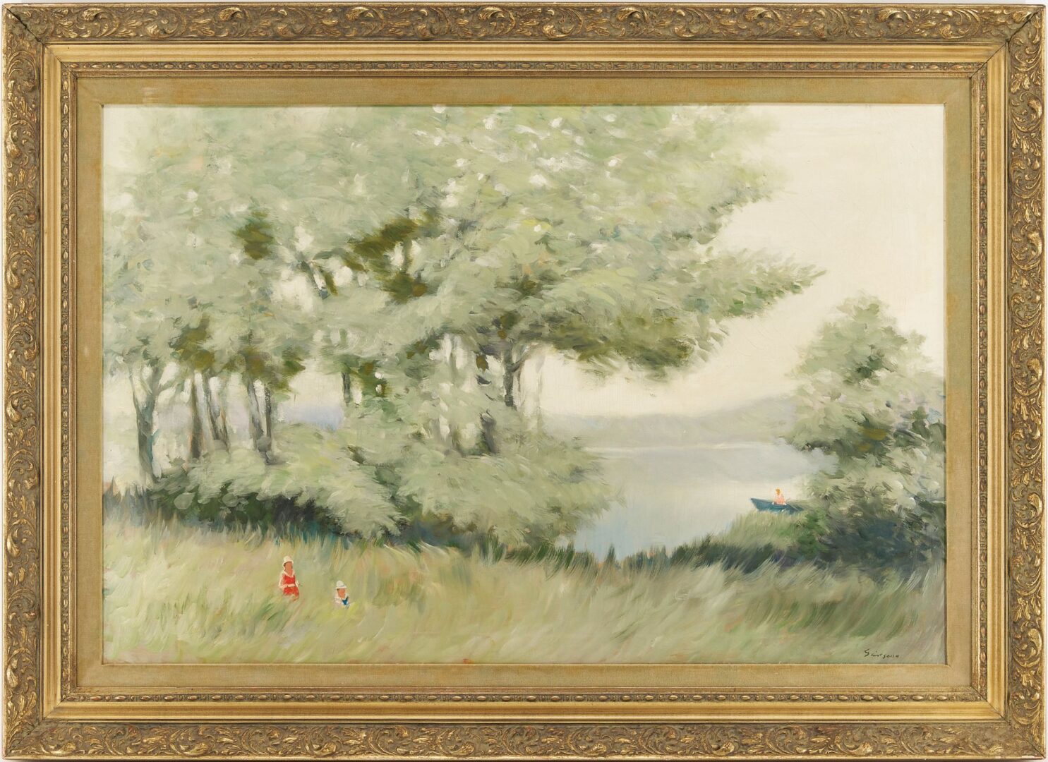 Lot 436: Andre Gisson O/C Meadow Landscape Scene