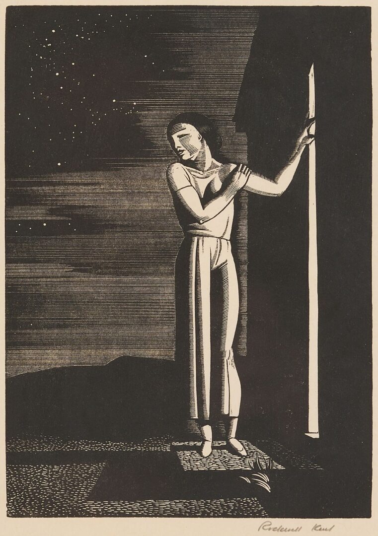 Lot 449: Rockwell Kent Signed Wood Engraving, Starry Night, 1933