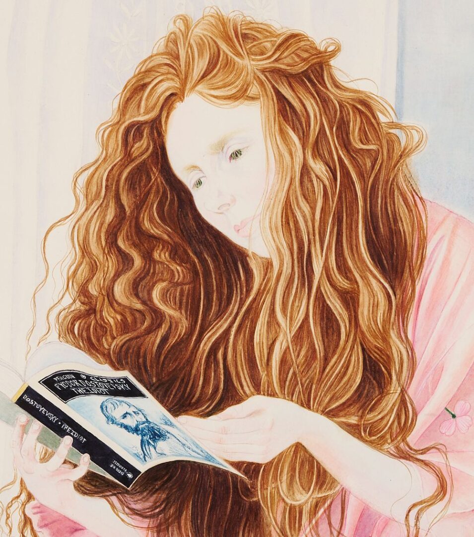Lot 451: Claire Khalil Watercolor, Woman Reading