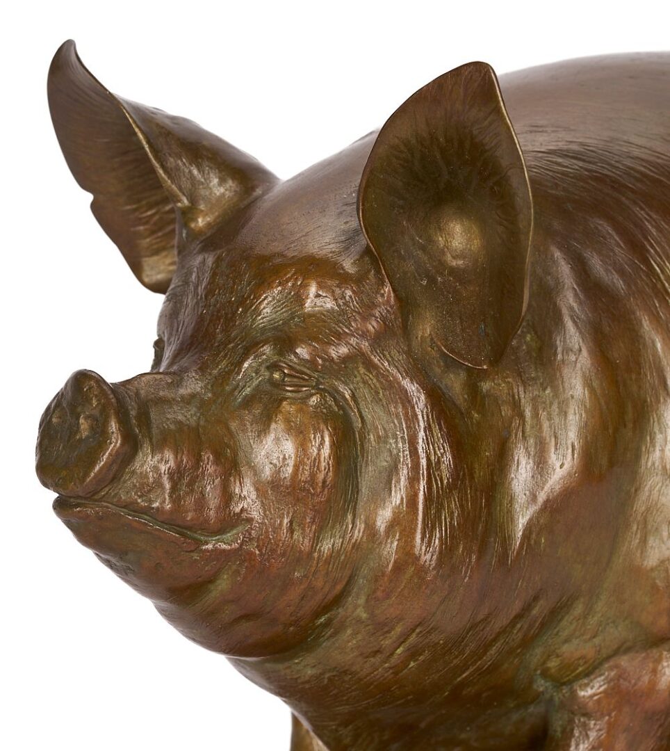 Lot 454: Andre Harvey Bronze Sitting Pig Sculpture