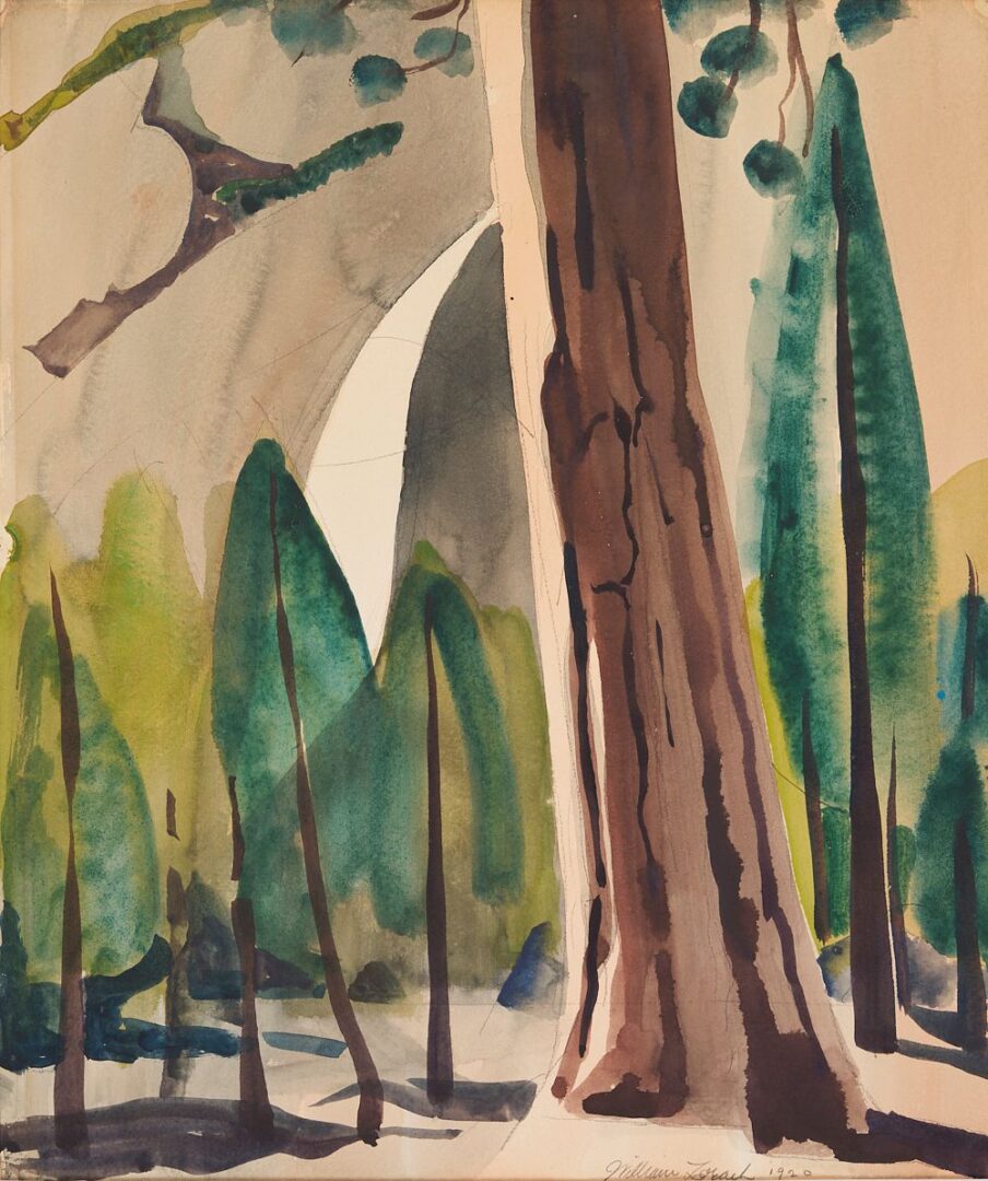 Lot 459: William Zorach Modernist Painting, Trees