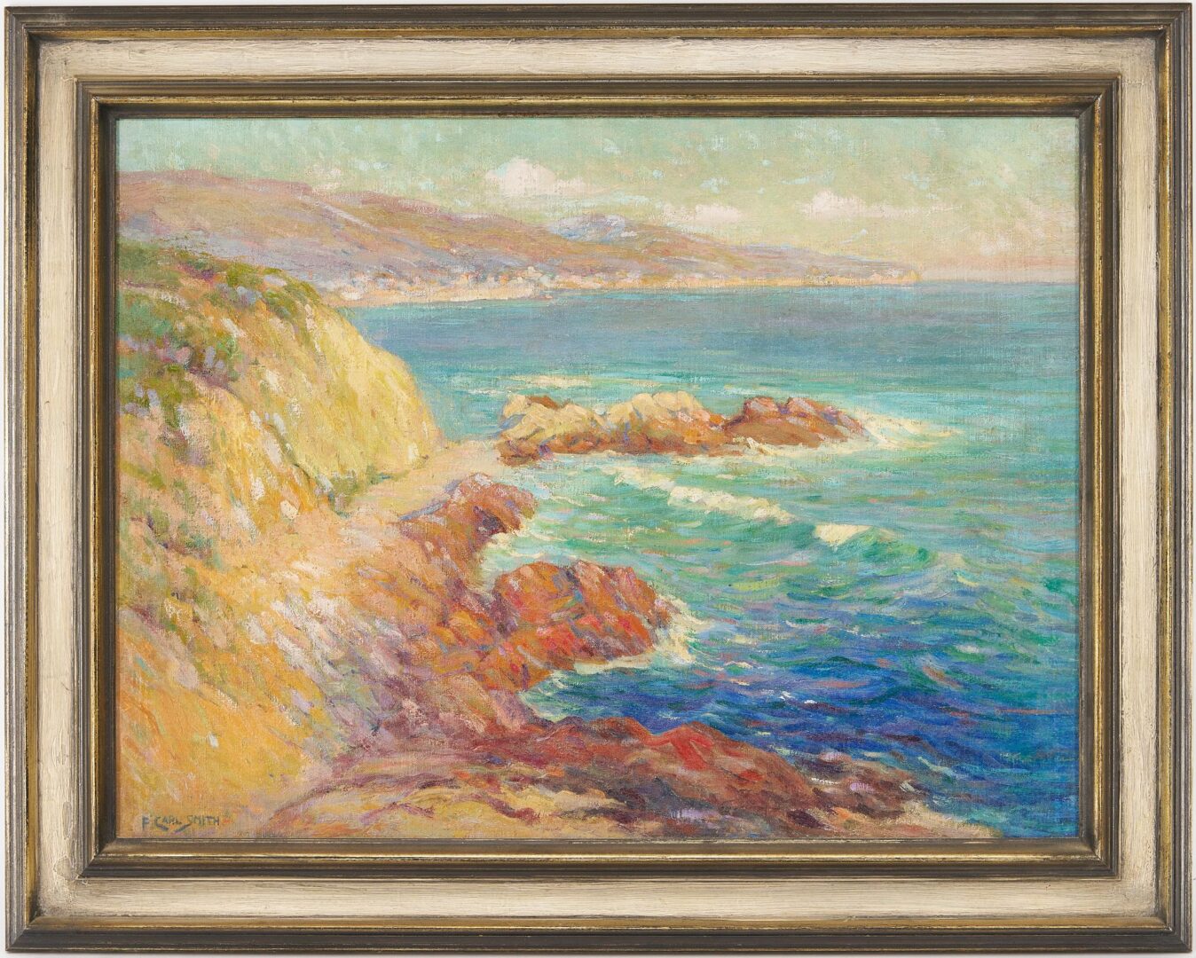 Lot 460: Frederick Carl Smith O/B Coastal California Landscape Painting