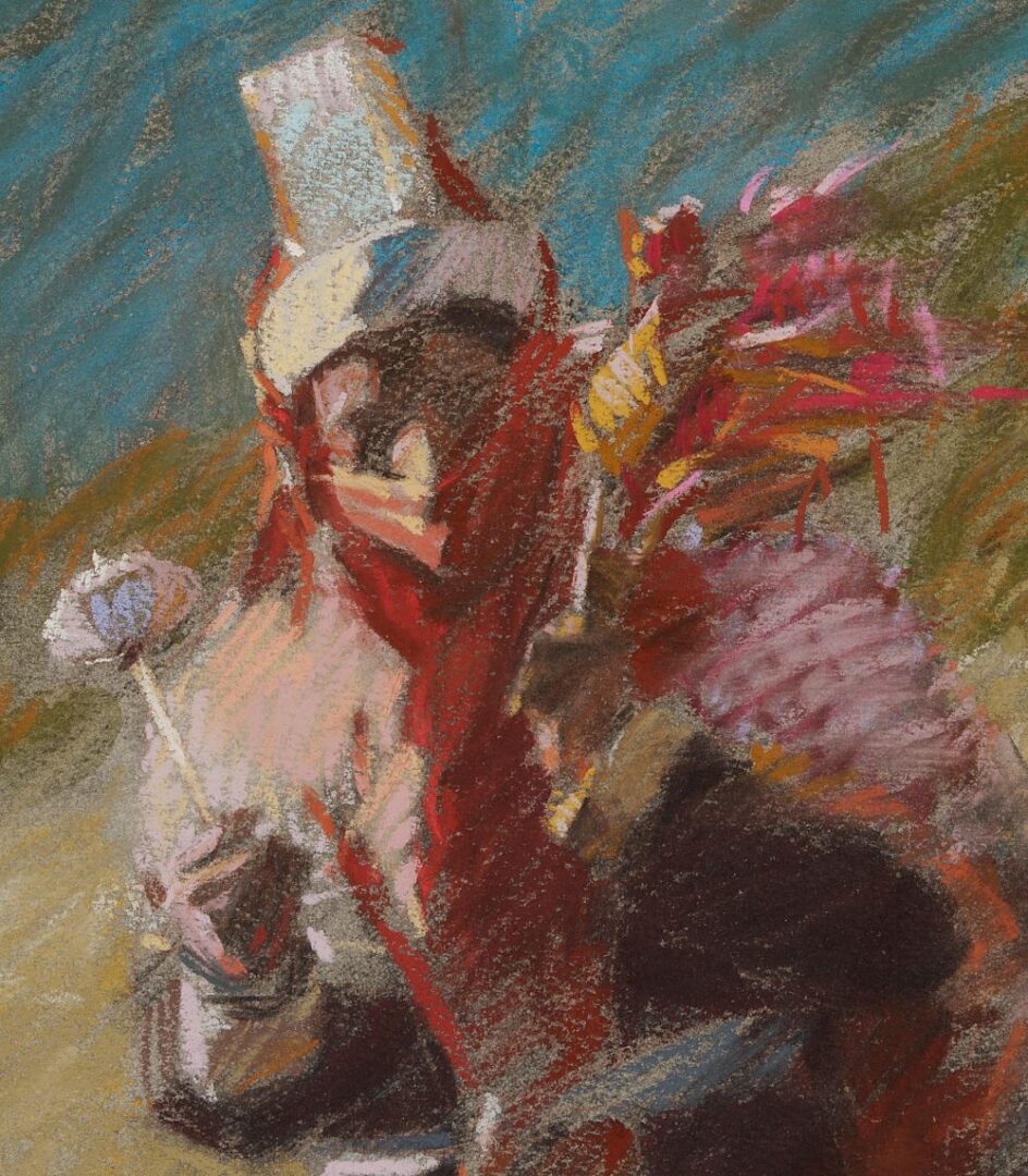 Lot 465: George Carlson Pastel, American Indian Dancer, 1977