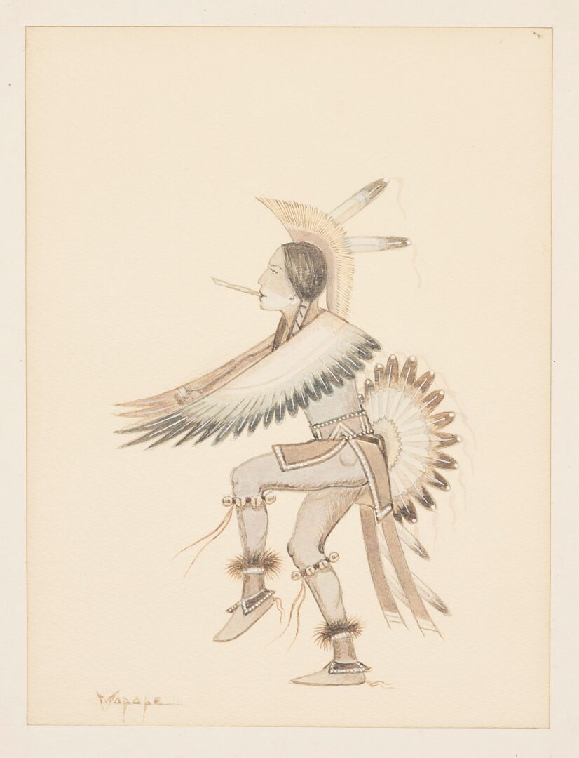 Lot 469: Stephen Mopope Painting, Native American Eagle Dancer