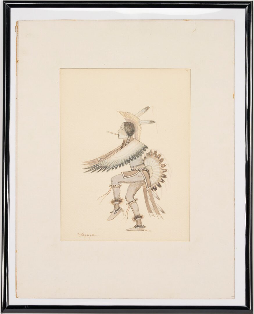 Lot 469: Stephen Mopope Painting, Native American Eagle Dancer