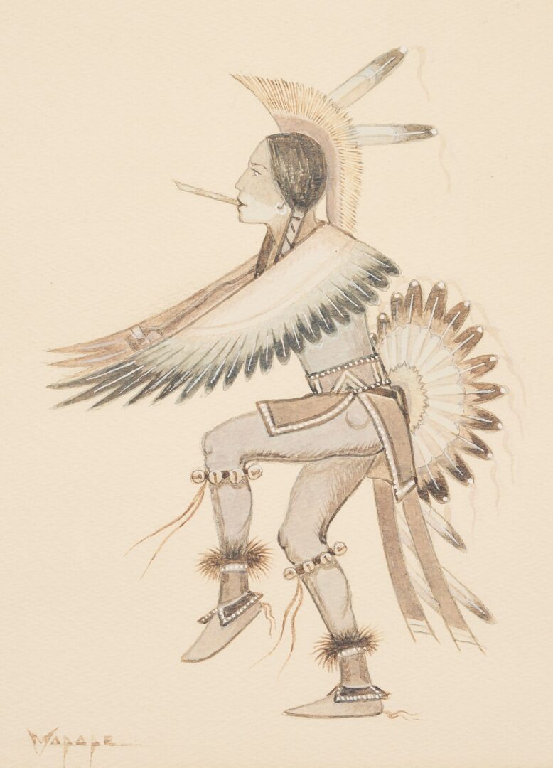 Lot 469: Stephen Mopope Painting, Native American Eagle Dancer