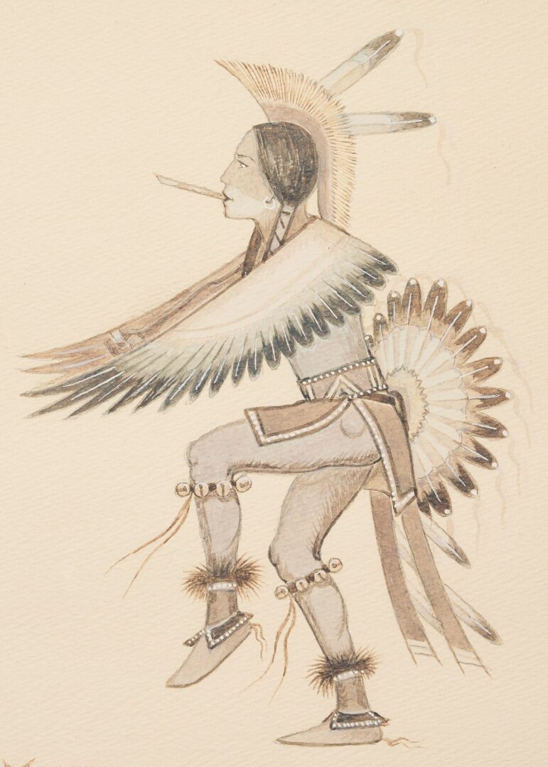 Lot 469: Stephen Mopope Painting, Native American Eagle Dancer