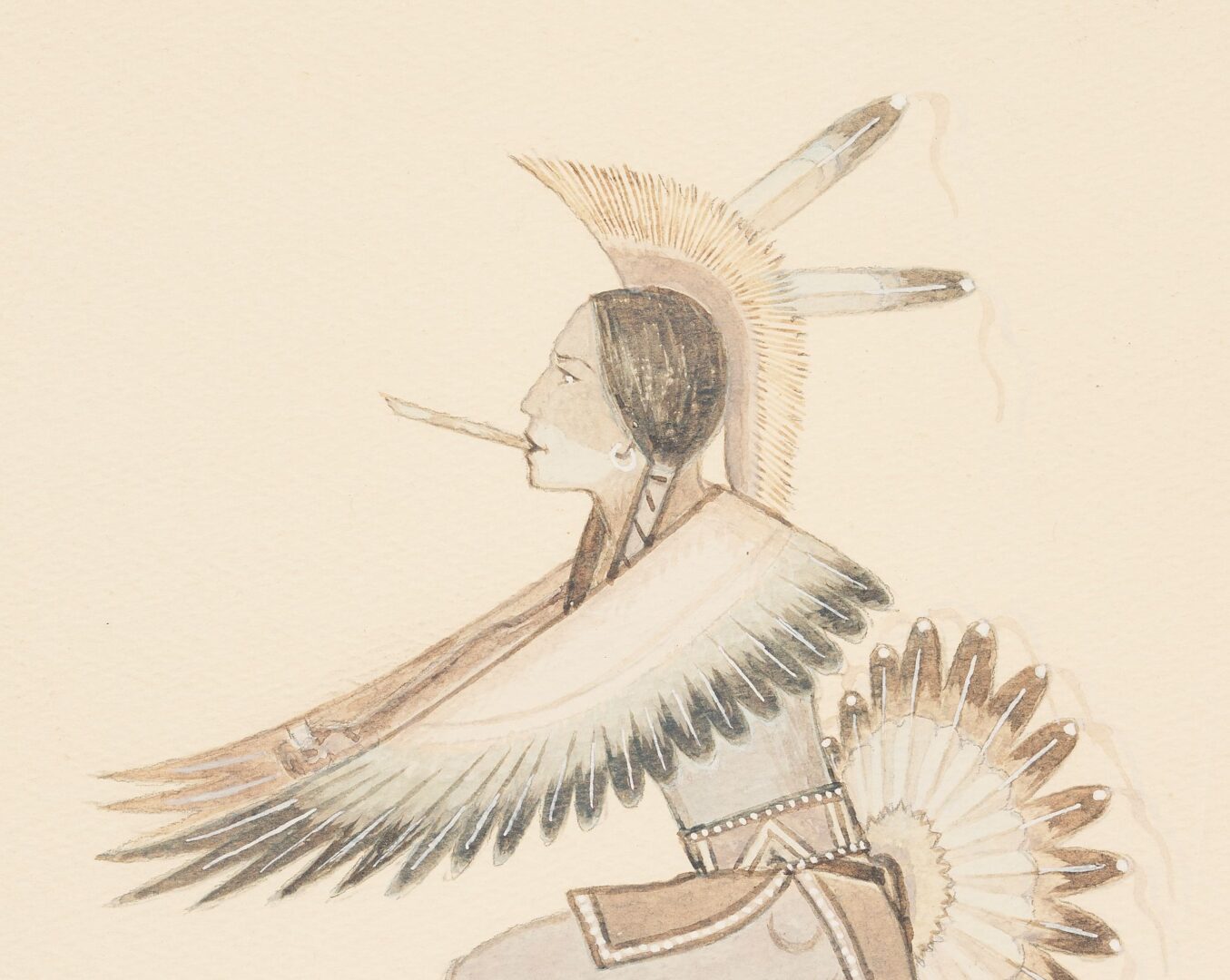 Lot 469: Stephen Mopope Painting, Native American Eagle Dancer