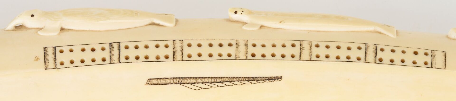 Lot 477: Native American Inuit Carved Cribbage Board Walrus Tusk