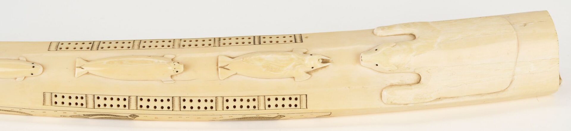 Lot 477: Native American Inuit Carved Cribbage Board Walrus Tusk