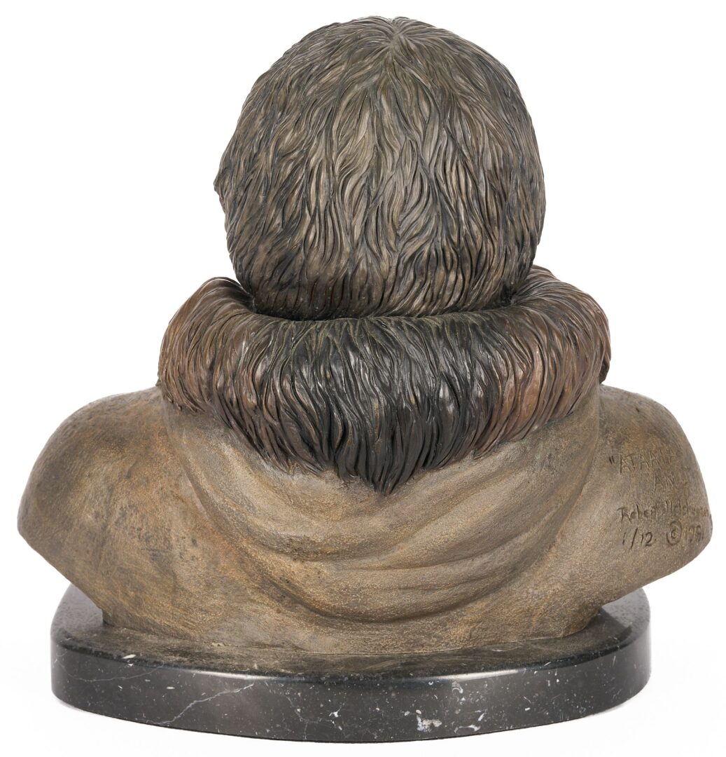 Lot 478: Robert Holshouser Bronze Sculpture of Eskimo Elder "Ataata Anutin"