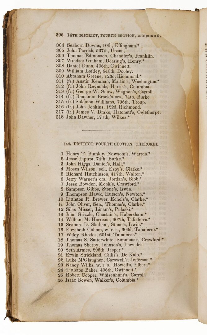 Lot 490: Cherokee Land Lottery Book, 1838