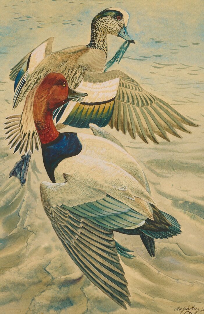 Lot 496: Pair of Ralph Ray, Jr. W/C Sporting Paintings, Ducks & Geese