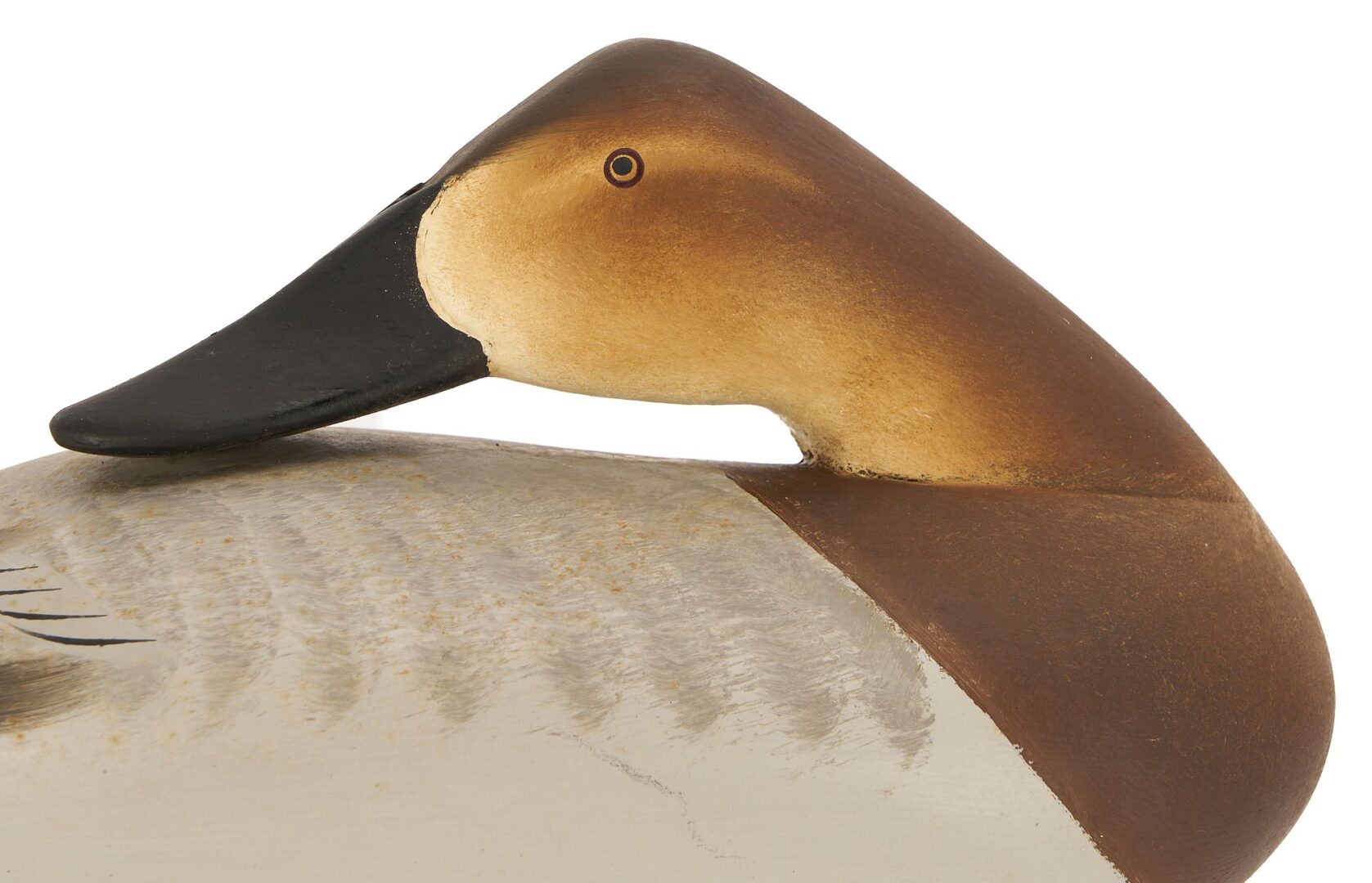 Lot 498: 2 Charlie Joiner Signed Canvasback Duck Decoys, Drake & Preening Hen