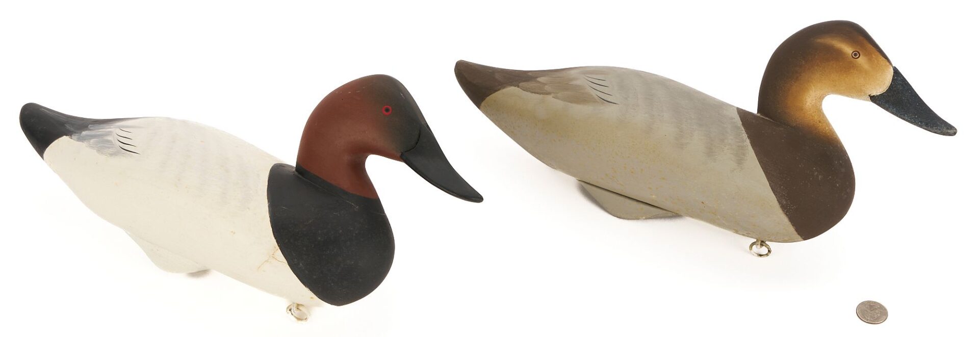 Lot 499: Pair of Charlie Joiner Signed Canvasback Duck Decoys