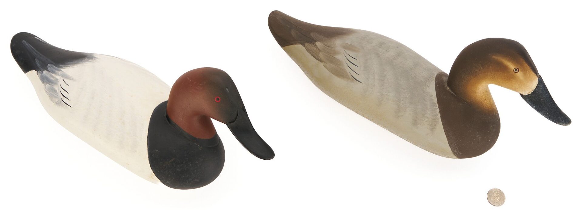 Lot 499: Pair of Charlie Joiner Signed Canvasback Duck Decoys