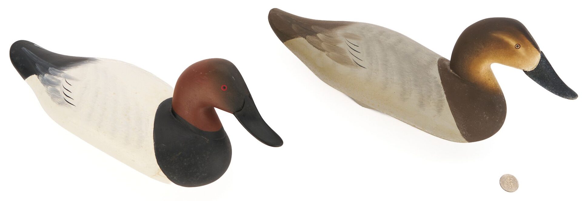 Lot 499: Pair of Charlie Joiner Signed Canvasback Duck Decoys