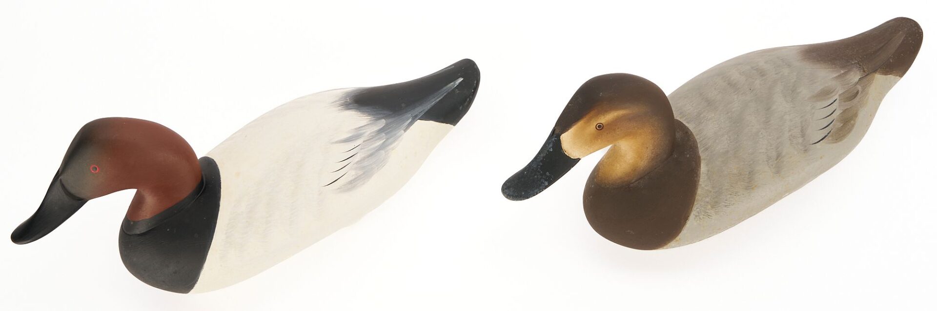 Lot 499: Pair of Charlie Joiner Signed Canvasback Duck Decoys