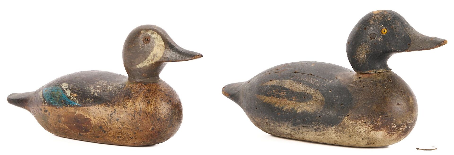 Lot 505: 2 Miniature Duck Decoys, incl. Fox Island