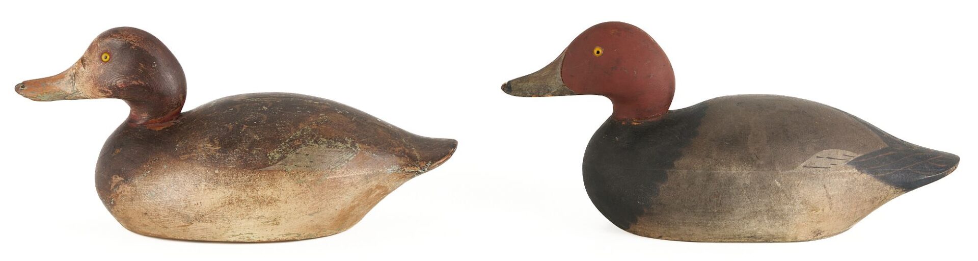 Lot 507: 2 Mason Redhead Duck Decoys, Premier Grade