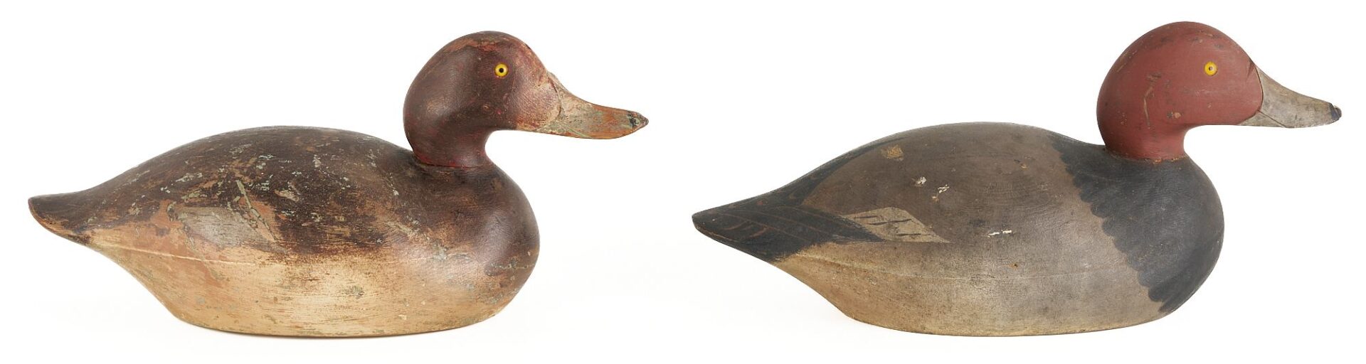 Lot 507: 2 Mason Redhead Duck Decoys, Premier Grade