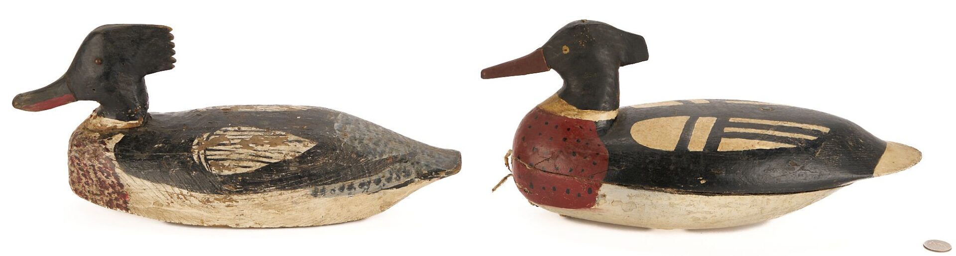 Lot 510: 2 Red-Breasted Merganser Duck Decoys, incl. Miles Hancock