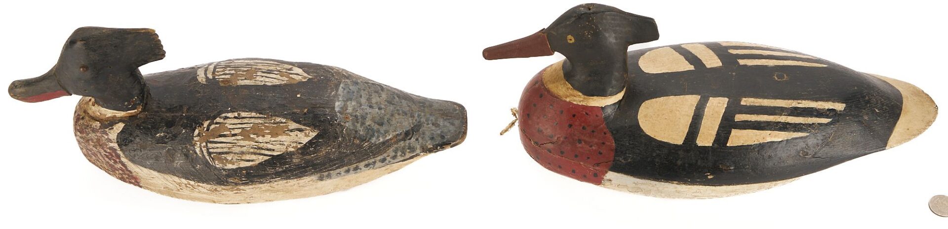 Lot 510: 2 Red-Breasted Merganser Duck Decoys, incl. Miles Hancock