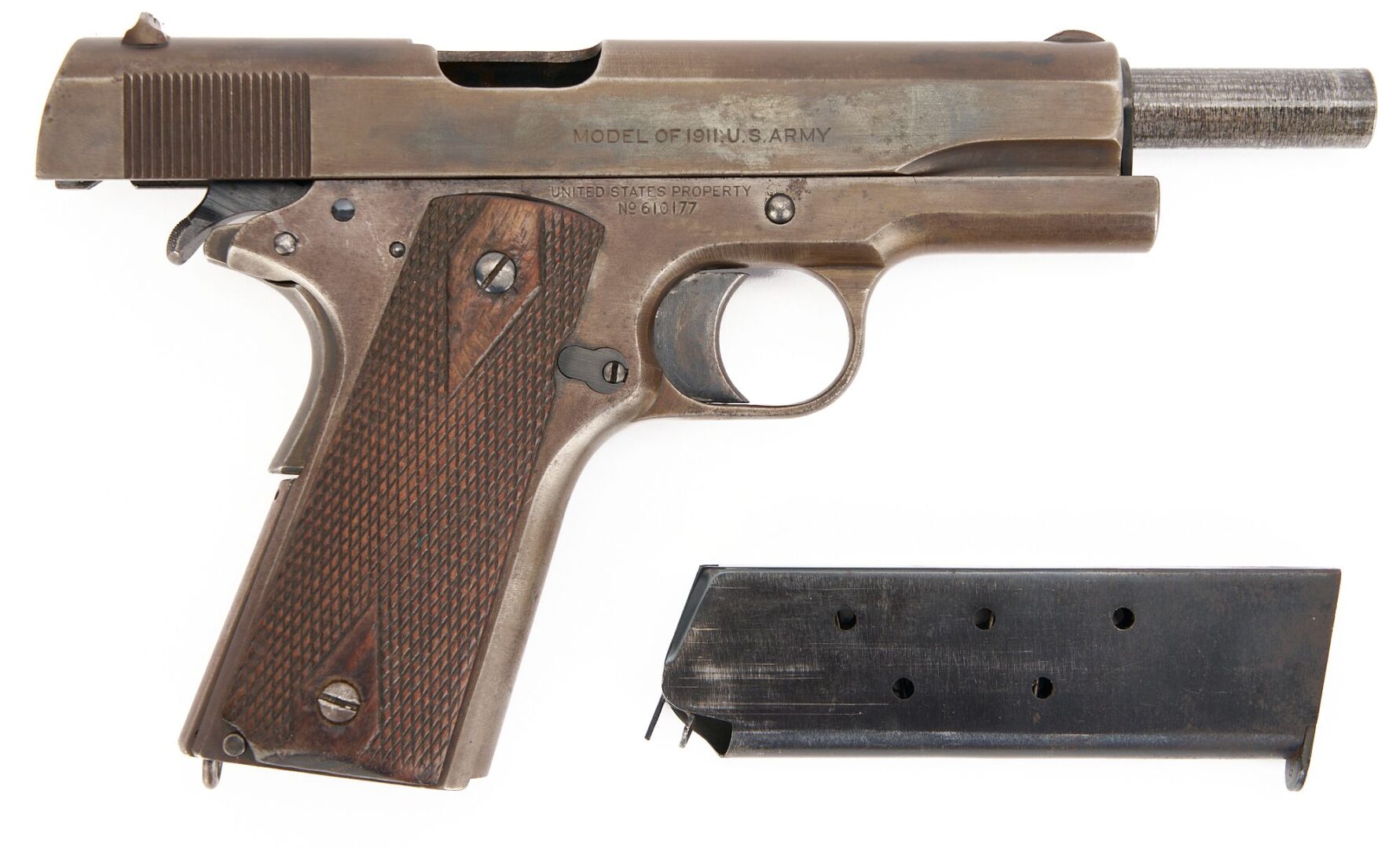 Lot 513: US Army Colt  Model 1911 .45 ACP , w/ US Holster; 1919